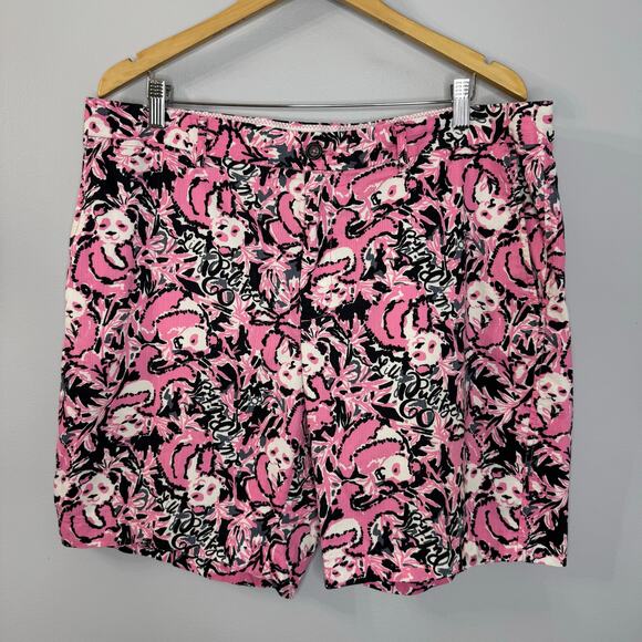 Lilly Pulitzer Beaumont Shorts Hanging with my Boo Pink Black Panda Men's 38 - Picture 1 of 10